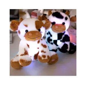 Luminous light Cow LED Black Cow Fun Cartoon Plush Toys Zoo Souvenir Plush Toys