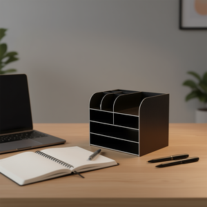 Organiseur de bureau JGWOOD DESIGNS Myrva à trois niveaux en plastique, organisateur de rangement de bureau autoportant pour usage professionnel - Product Image 2