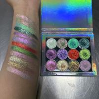 Palette de pigments d'ombres à paupières nouvellement uniques personnalisées avec des nuances duochromes multichromes mates et chatoyantes de longue durée