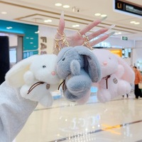 Porte-clés et breloque de sac en peluche lapin de dessin animé, mini, doux et moelleux, jouet animal en peluche, pendentif pour machine à griffes