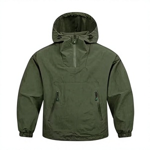 Vestes coupe-vent à demi-zip avec logo personnalisé pour hommes - Sports de plein air, respirantes, écologiques, coupe régulière, en polyester - Product Image 1