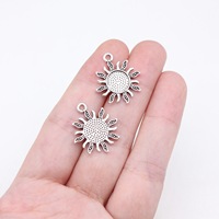 Breloque soleil à pois 21x17mm en alliage de zinc argent antique pour remplacement de tirette de fermeture éclair céleste