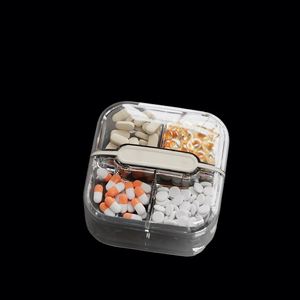 Boîte à pilules à 4 compartiments, prête pour le voyage, hermétique et facile à ouvrir, organiseur de pilules, étui de voyage pour pilules - Product Image 1