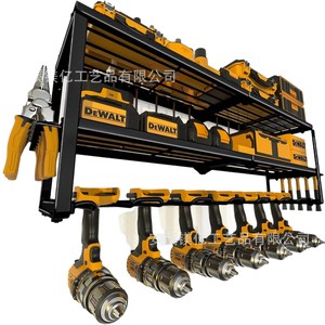 Power Tool Rack Storage <b>Shelf</b> <b>Wall</b> <b>Mounted</b> 3 Tier Heavy Duty Metal With Battery Holders For Garage Organization - Product Image 5