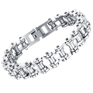 Men's Stainless Steel Chain <b>Bracelet</b> 12mm Wide 21.5cm Long Rock Style Motorcycle Bicycle Chain Jewelry - Product Image 5