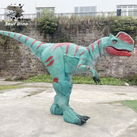 Costume de dinosaure mécanique bleu à double couronne, avec cadre métallique et peau en silicone, pour événements, parcs d'aventure, musées, pour adultes