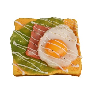 Modelo de comida de imitación con diseño de dibujos animados y empaque de dibujos animados, en forma de huevo frito, tostada asada, trozo, cuadrado y rebanada, para exhibición en tiendas de desayunos y accesorios de exhibición y pedido - Product Image 5