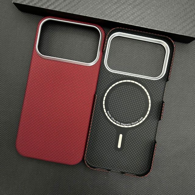 Elegant Ultra-Thin Business Design Real Aramid Fiber Magnetic Shockproof Mobile Phone Cases for 17 Pro Max