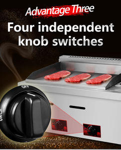 Plancha de Cocina Comercial de Acero Inoxidable, Parrilla para Hamburguesas, Freidora, Plancha de Gas con Superficie Plana y Acanalada - Product Image 6