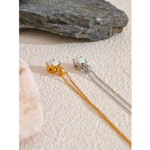 JINYOU 3720 <span class=keywords><strong>Collana</strong></span> <span class=keywords><strong>con</strong></span> Ciondolo in <span class=keywords><strong>Opale</strong></span> Rotondo Raffinato per Donne, Gioiello da Collo in Acciaio Inossidabile Stile Coreano alla Moda ed Elegante - Product Image 2