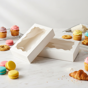 <b>White</b> Brown Pink Kraft Paper Square <b>Boxes</b> with Transparent Window Self-Erecting Bakery Food <b>Boxes</b> for Bread for Gifts - Product Image 5
