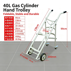 1. Chariot à roulettes robuste pour bouteilles de gaz de soudage, double porte-bouteilles avec roues pneumatiques et sangle de sécurité pour oxygène - Product Image 5