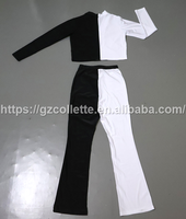 Costume de danse pour adultes, costumes de scène pour femmes, costume de danse de ballet en spandex blanc et noir pour adultes