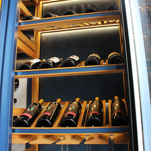 Enfriador de Vino de Doble Zona con Termostato, Eléctrico/a Batería, con Marco de Madera y Acero Inoxidable, Puerta de Vidrio - Product Image 5