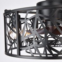 Ventilateur de plafond D019 avec moteur DC, télécommande, 46 cm, 5 pales, lumière LED, design épuré
