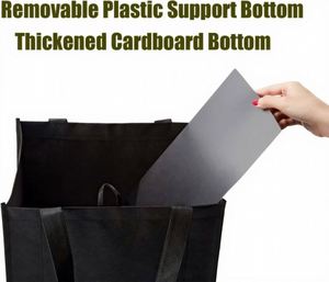 Sacs d'épicerie pliables avec logo personnalisé, poignée renforcée, sacs de courses robustes avec fond en plastique épais pour le stockage en supermarché - Product Image 5