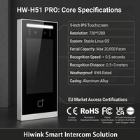 Videoportero Inteligente Hiwink HW-H51 de 5 Pulgadas con Decodificación G711/H.264, Sistema Linux y Acceso a Puerta Antirrobo