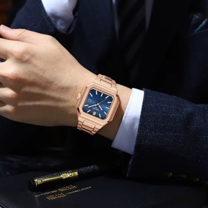 For 2689 Luxury Fashion Square Stainless Steel Quartz <b>Watch</b> 3BAR Water Resistant Luminous Hands 40-44mm Dial Push Button - Product Image 6
