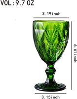Lunettes à eau colorées en acier inoxydable, 9.5 once, verres à motif de diamant multicolores