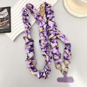 Elegante Cordón Elástico para Teléfono, Hecho a Mano, Resistente, con Cadena de Metal y Gancho, de Tela de Poliéster Plegada, para Llevar al Cuello - Product Image 2