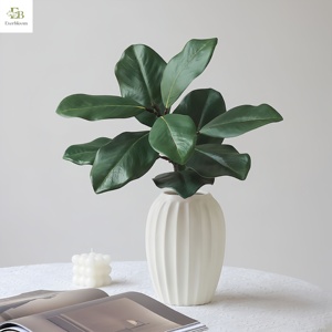 Ramo di Magnolia Artificiale in Lattice Effetto Reale 57cm con <span class=keywords><strong>Foglie</strong></span> Verdi, <span class=keywords><strong>Marroni</strong></span> e Rosse Autunnali e Boccioli per Decorazioni Matrimoni, Casa e Natale - Product Image 2