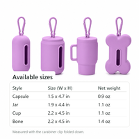 Distributeur et support portable de sacs à déjections canines en silicone avec styles capsule, os et pot