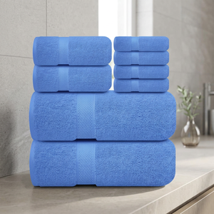 Ensemble de serviettes de bain en tissu éponge bleu ORCHID, douces, absorbantes, en coton biologique, tissées, couleur unie, pour la maison et le spa, pour adultes - Product Image 1