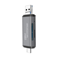 Lector de tarjetas múltiple 4 en 1, adaptador MicroUSB tipo C USB3.0, OTG inteligente para lectura de tarjetas TF/SD, aleación de aluminio externa