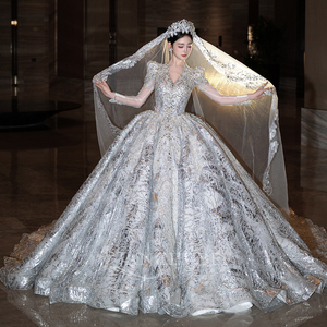 Abito da ballo di lusso abiti da sposa con paillettes applique in pizzo con volant diamanti abiti da sposa <span class=keywords><strong>Vestina</strong></span> De Novia Lsht083 - Product Image 6