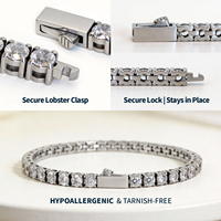 Offre Spéciale – Bracelet Chaîne Tennis Personnalisé en Moissanite VVS 3-5mm, Acier Inoxydable 316, Passe le Testeur de Diamant, Ne Ternit Pas, Réglable 6.5-8