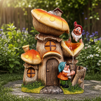 Statue de gnome et de champignon en polyrésine avec boule lumineuse roulante, fontaine étanche pour la maison et le jardin, décoration Feng Shui