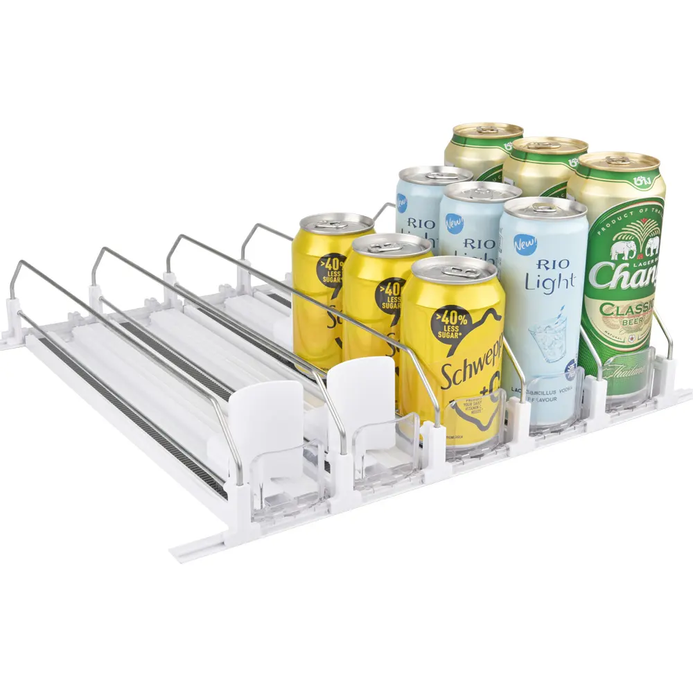 Organizador de bebidas de refrescos con resorte para refrigerador, dispensador de latas de refrescos para refrigerador