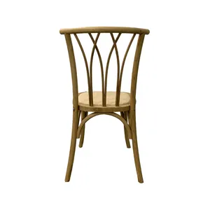 ED-026R French Style Wedding Chairs Cross Back Elm Wood Rattan Seat Dining Chair