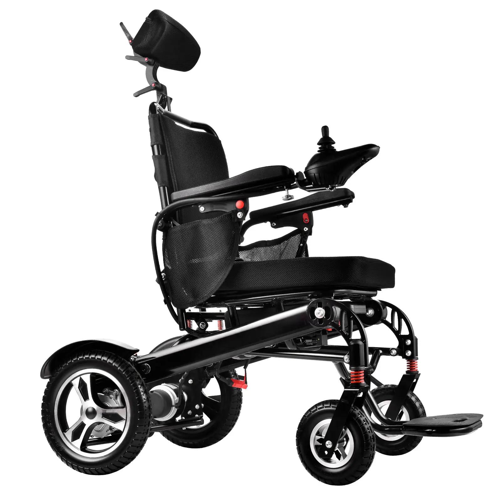 Factory design All Terrain Electric Wheelchair Aluminum Lightweight Folding Portable Remote Control Travel Cheap Wheelchair