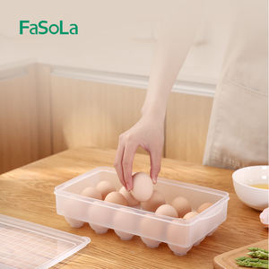 FaSoLa Porte-Oeufs Couvert <span class=keywords><strong>pour</strong></span> Réfrigérateur Conteneur De Stockage Plateau À Oeufs En Plastique Transporteur Deviled 15 Oeufs Réfrigérateur Distributeur Portable - Product Image 3
