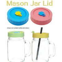 Couvercles en plastique colorés pour bocaux Mason à ouverture standard avec trou pour paille et bouchons