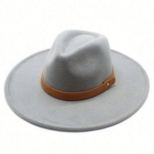 Wholesale Unisex New Trend Ladies Jazz Panama Hat 9.5cm Wide Brim Wool Fedora Hats With Belt Bond - Product Image 5
