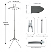 Porte-vêtements réglable avec support pour planche à repasser, porte-manteau sur pied avec cintre pliable pour l'organisation de la maison