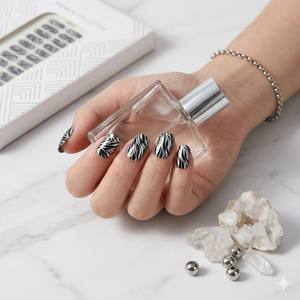 Envolturas de Uñas de <span class=keywords><strong>Gel</strong></span> con Estampado de Cebra a la Moda, Sin Rayos UV, con Purpurina Plateada y Patrones de Animales, No Requiere Lámpara, Esmalte de <span class=keywords><strong>Gel</strong></span> Semicurado, Fabricante - Product Image 2