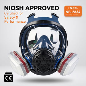 Full Face Respirator Mask Silicone Double <b>Cartridge</b> EN136 with Replaceable Canister for Oil And <b>Gas</b> Industry OEM - Product Image 1