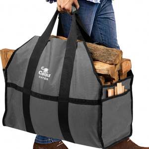 Free Sample 2023's Top Selling Waxed Canvas <b>Log</b> Carrier Tote Bag for <b>Fireplaces</b> and Wood Stove Accessories - Product Image 3