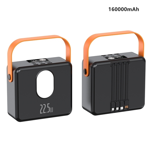Heavy Duty 160000mAh Power Bank 22.5W High Speed Charging 3 USB Output Ports Dual Lighting Lamp 160k Super Charger