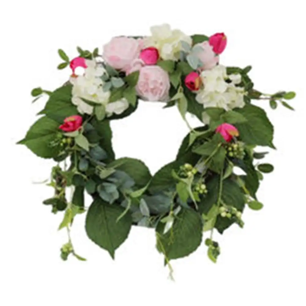 Bainha de flores de peônia rosa para porta da frente, artificial, feita à mão, floral, guirlanda, primavera, verão, parede, festa de casamento