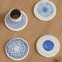 Sous-verres et sets de table en boue de diatomée de style japonais, résistants à la chaleur, réutilisables, absorbants, à séchage rapide, diamètre 10 cm