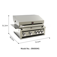 Parrilla de Gas Integrada con 4+1 Quemadores, Acero Inoxidable 304, 48000 BTU, Parrilla para Isla de Cocina al Aire Libre con Rejilla de Calentamiento y Termómetro