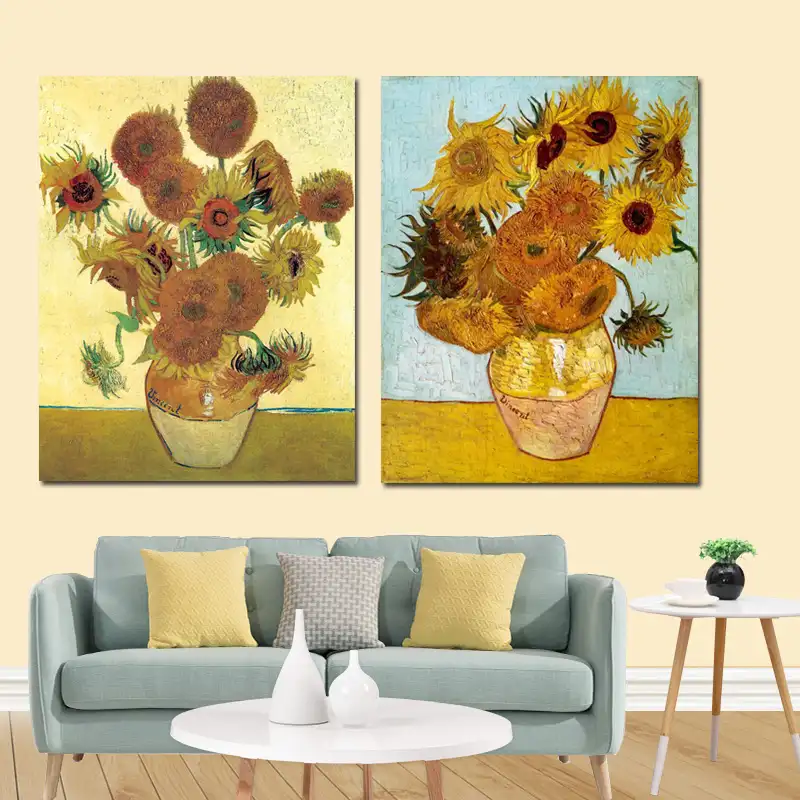 Плакат Ван Гога с изображением золотого подсолнуха, Цветочная ваза, настенные картины, живопись, настенное искусство для гостиной, домашний декор (без рамки)