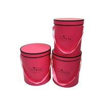 Boîte Cadeau Ronde Personnalisable Couleur Macaron à 3 Compartiments pour Fleurs, Seau Rond avec Poignée, Matériaux Recyclés, Stock Disponible