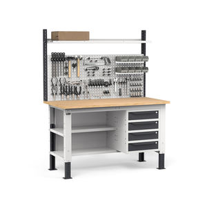 Fami WORK1530 établi réglable 150cm, plateau en bois, 4 tiroirs, demi-plan et paroi perforée - Product Image 4