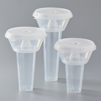 Ensemble de bols ronds en plastique PET jetables transparents personnalisés pour marmite chaude Boba Smoothie Dessert Café Jus à emporter
