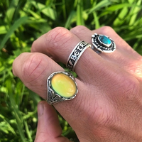 2025 Retro Stijl Kleurverandering Stemmingsring Voor Vrouwen Temperatuurregeling Ovale Legering Sieraden Voor Bruiloft